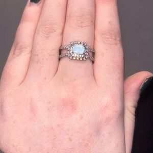 silver ring with opalite gem
